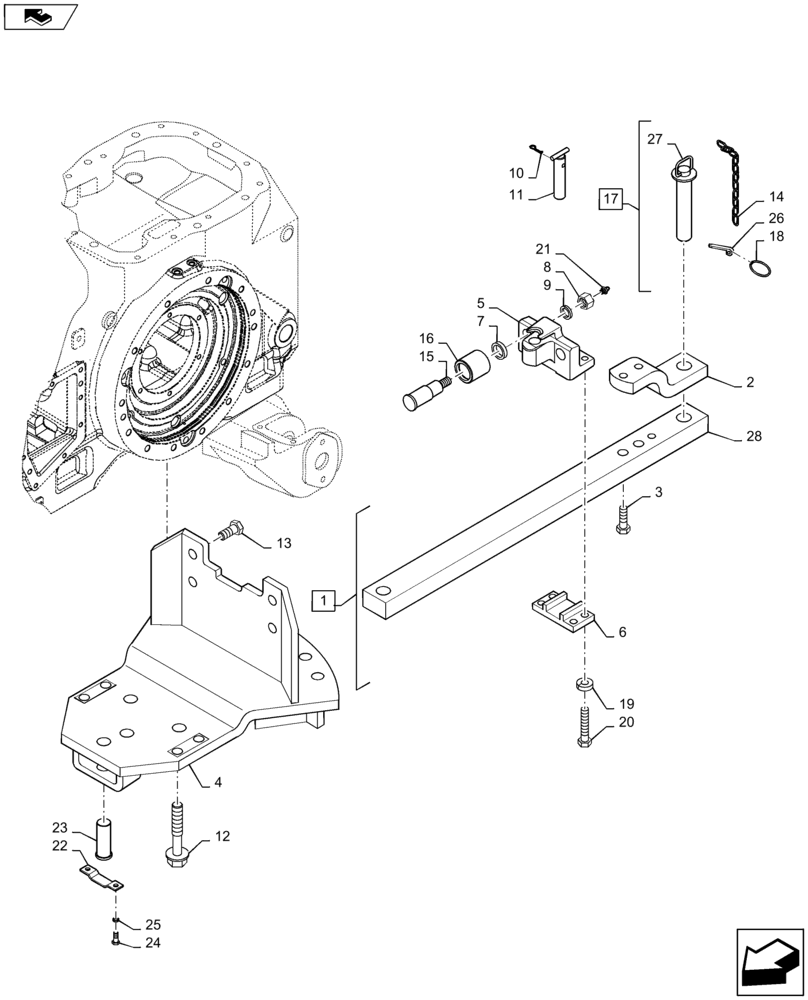 Схема запчастей Case IH MAXXUM 125 - (37.100.AA[04]) - VAR - 330915 - INDEPENDENT ROLLER SWINGING STRAIGHT DRAWBAR (37) - HITCHES, DRAWBARS & IMPLEMENT COUPLINGS