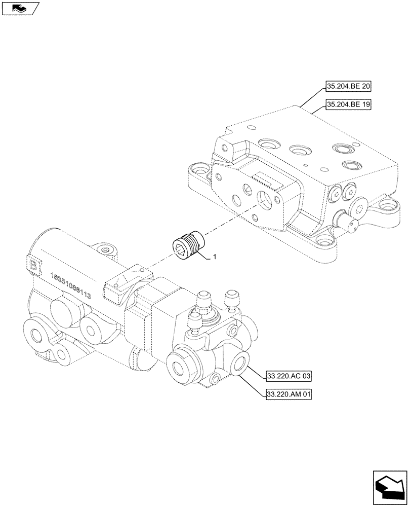 Схема запчастей Case IH MAXXUM 115 - (33.220.AI) - VAR - 330723, 331723, 743691 - HYDRAULIC TRAILER BRAKE - PRESSURE RELIEF VALVE (33) - BRAKES & CONTROLS