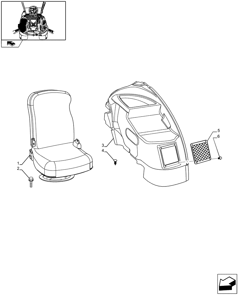 Схема запчастей Case IH PUMA 210 - (1.93.3/02[01A]) - (VAR.066/1-685), PASSENGER SEAT - D9014 (10) - OPERATORS PLATFORM/CAB