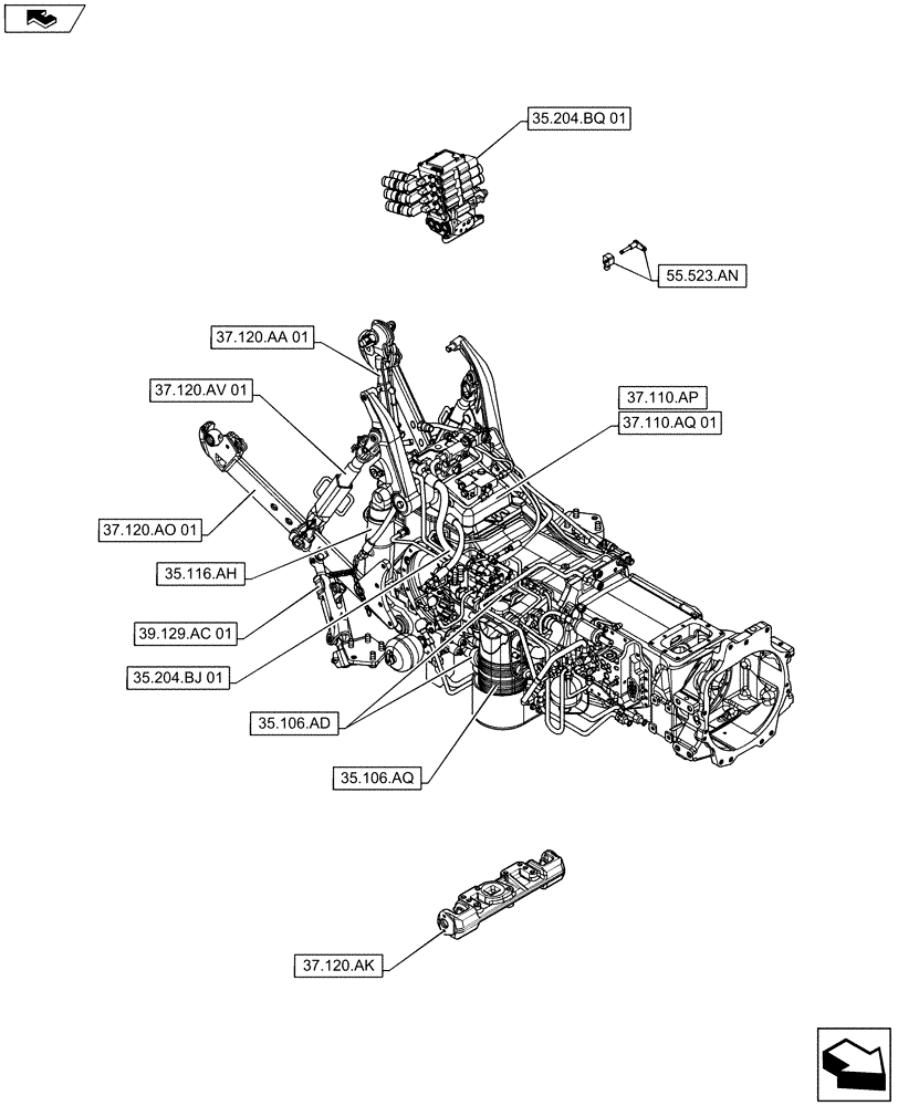 Схема запчастей Case IH MAXXUM 125 - (00.000.35) - PICTORIAL INDEX - HYDRAULIC SYSTEMS (00) - GENERAL & PICTORIAL INDEX
