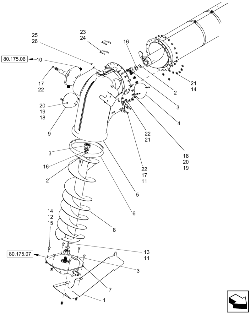 Схема запчастей Case IH 5130 - (80.180.AU [01]) - AUGER ASSEMBLY, UNLOADER 21 FEET (80) - CROP STORAGE/UNLOADING