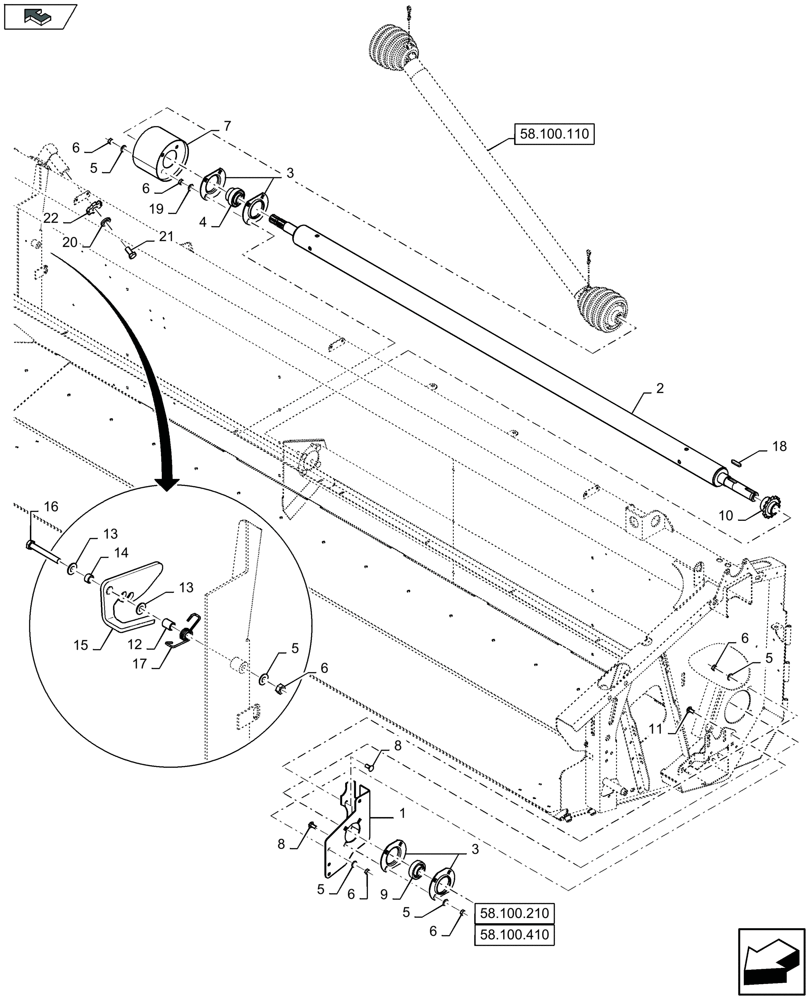 Схема запчастей Case IH 3050-30FT - (58.100.010) - MAIN DRIVE SHAFT - C957 (58) - ATTACHMENTS/HEADERS