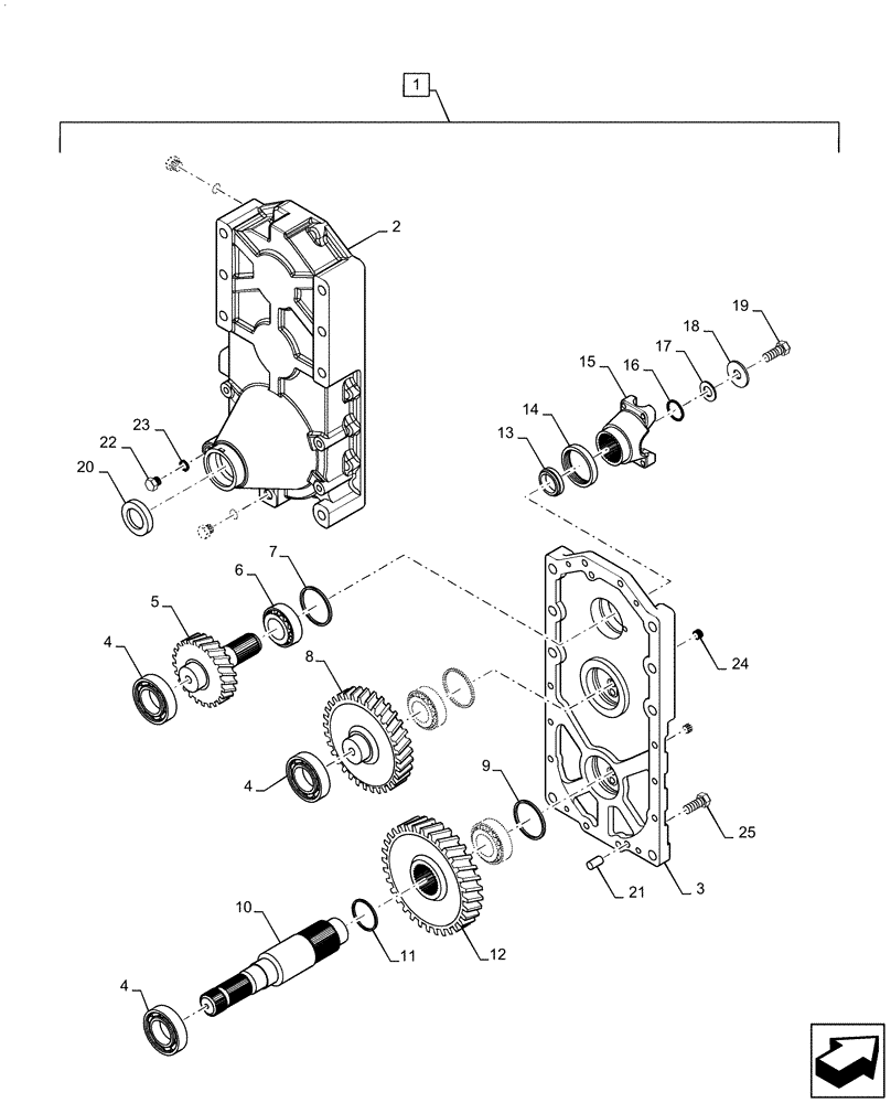 Схема запчастей Case IH STEIGER 400 - (14.100.AR[02]) - PTO - TRANSFER CASE (14) - MAIN GEARBOX & DRIVE