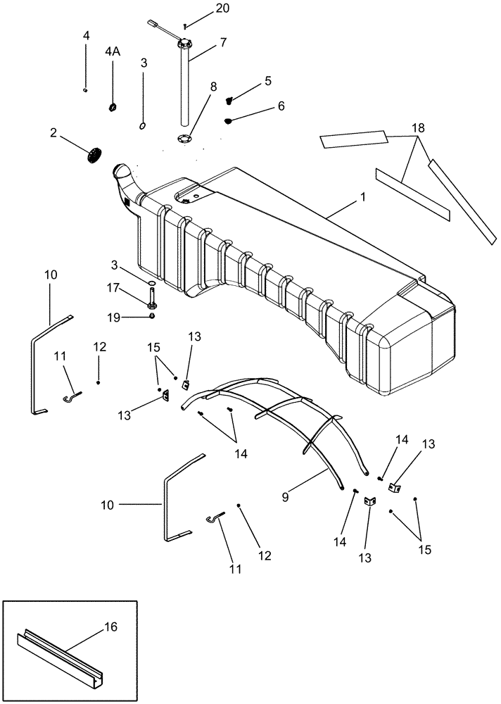 Схема запчастей Case IH 635 - (10.216.01[01]) - FUEL TANK AND SUPPORTS (10) - ENGINE