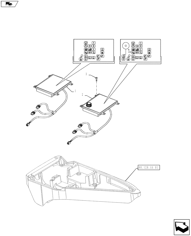 Схема запчастей Case IH STEIGER 500 - (55.130.AM[01]) - 3 POINT HITCH - INTERGRATED CONTROL PANEL (ICP) (55) - ELECTRICAL SYSTEMS