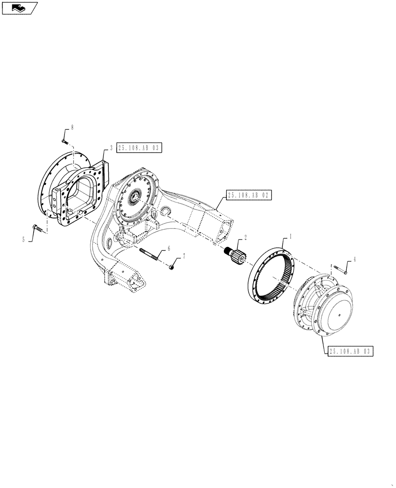 Схема запчастей Case IH STEIGER 450 - (27.120.AI[01]) - REAR AXLE ASSY - FINAL DRIVE ASSY. - UPBOX & SPACER - 80 INCH (27) - REAR AXLE SYSTEM