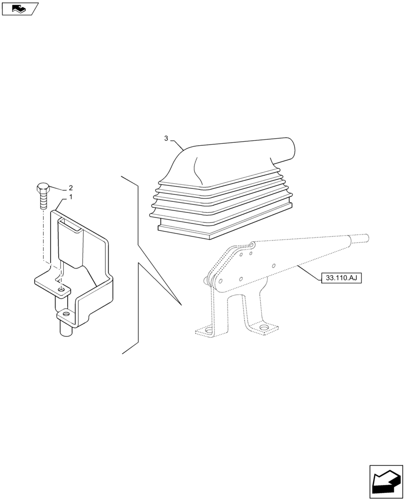 Схема запчастей Case IH MAXXUM 110 - (33.110.AP) - VAR - 330895 - TRAILER HAND BRAKE BRACKET - ITALY (33) - BRAKES & CONTROLS