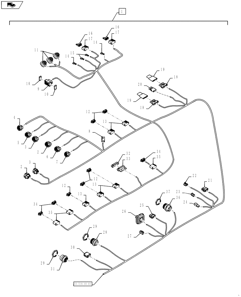 Схема запчастей Case IH STEIGER 500 - (55.510.AB[04]) - HARNESS - MAIN CAB - EUROPE (55) - ELECTRICAL SYSTEMS