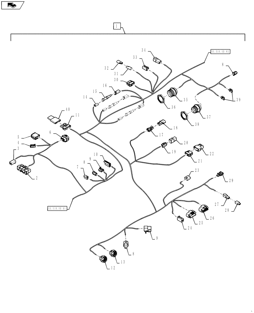 Схема запчастей Case IH STEIGER 450 - (55.510.AB[02]) - HARNESS - MAIN CAB - NORTH AMERICA (55) - ELECTRICAL SYSTEMS