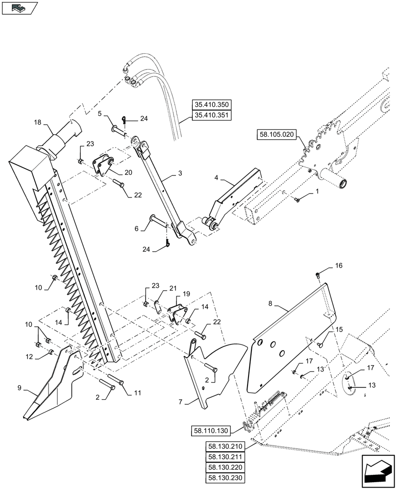 Схема запчастей Case IH 3050-30FT - (58.110.120) - VERTICAL KNIFE - RH - C953 (58) - ATTACHMENTS/HEADERS