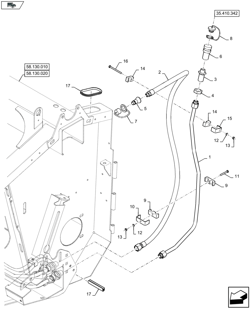 Схема запчастей Case IH 3050-25FT H - (35.410.331) - HYDRAULICS FOR VERTICAL KNIVES, LEFT-HAND SIDE - D956 (35) - HYDRAULIC SYSTEMS