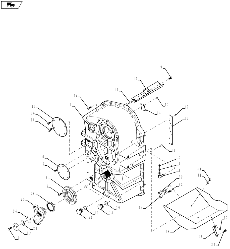 Схема запчастей Case IH STEIGER 450 - (21.113.AD[03]) - TRANSMISSION - POWER SHIFT - REAR HOUSING, YOKES, AND RETAINERS, PS4, 8C AND 8.5C (21) - TRANSMISSION