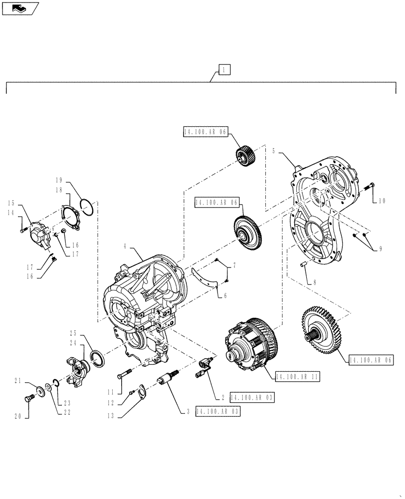 Схема запчастей Case IH STEIGER 350 - (35.106.AN[05]) - PUMP - DRIVE - HYDRAULIC - W/PTO - HOUSING COVERS, SERVO & YOKE (35) - HYDRAULIC SYSTEMS