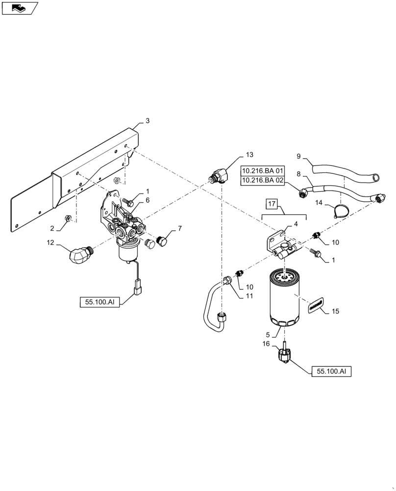 Схема запчастей Case IH 7230 - (10.210.AO) - FUEL FILTER/PUMP (10) - ENGINE