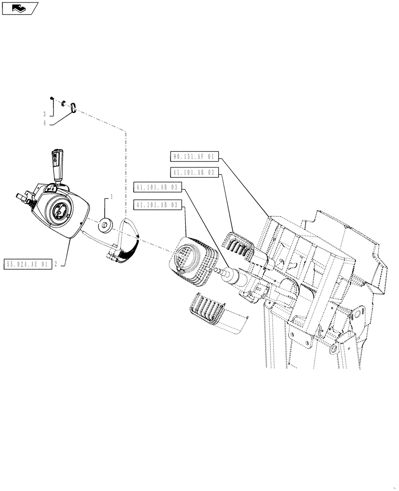 Схема запчастей Case IH STEIGER 500 - (41.101.AB[02]) - STEERING COLUMN - CONTROLS (41) - STEERING