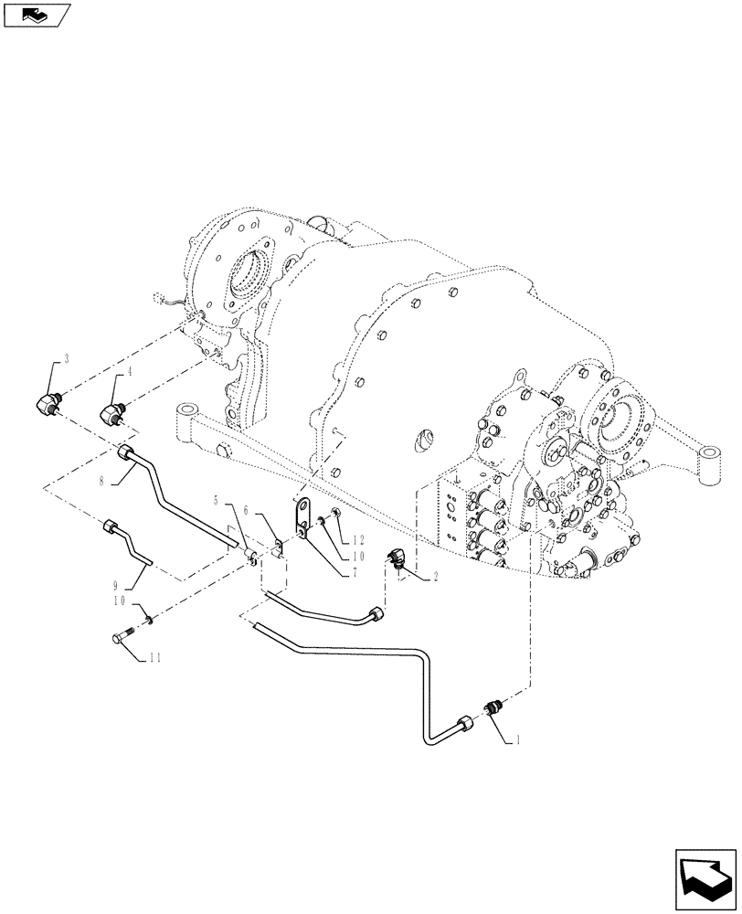 Схема запчастей Case IH STEIGER 400 - (14.100.AR[09]) - PTO - POWERSHIFT 4 CLUTCH LUBE (14) - MAIN GEARBOX & DRIVE