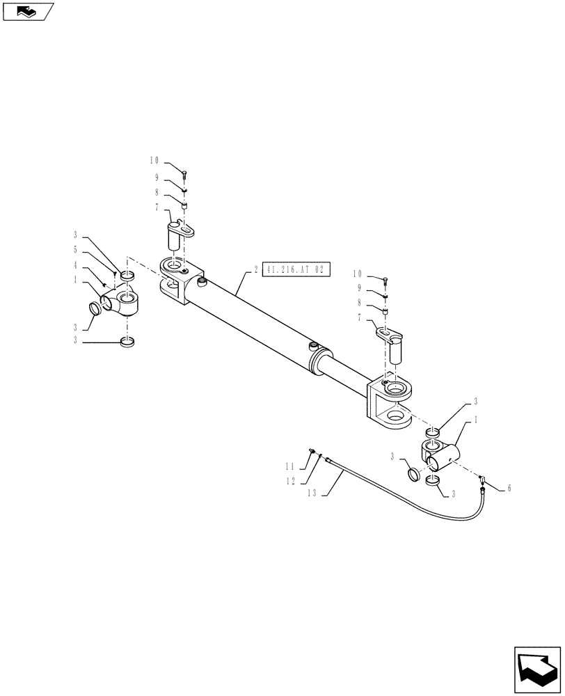 Схема запчастей Case IH STEIGER 500 - (41.216.AT[01]) - STEERING CYLINDER - ATTACHMENTS (41) - STEERING