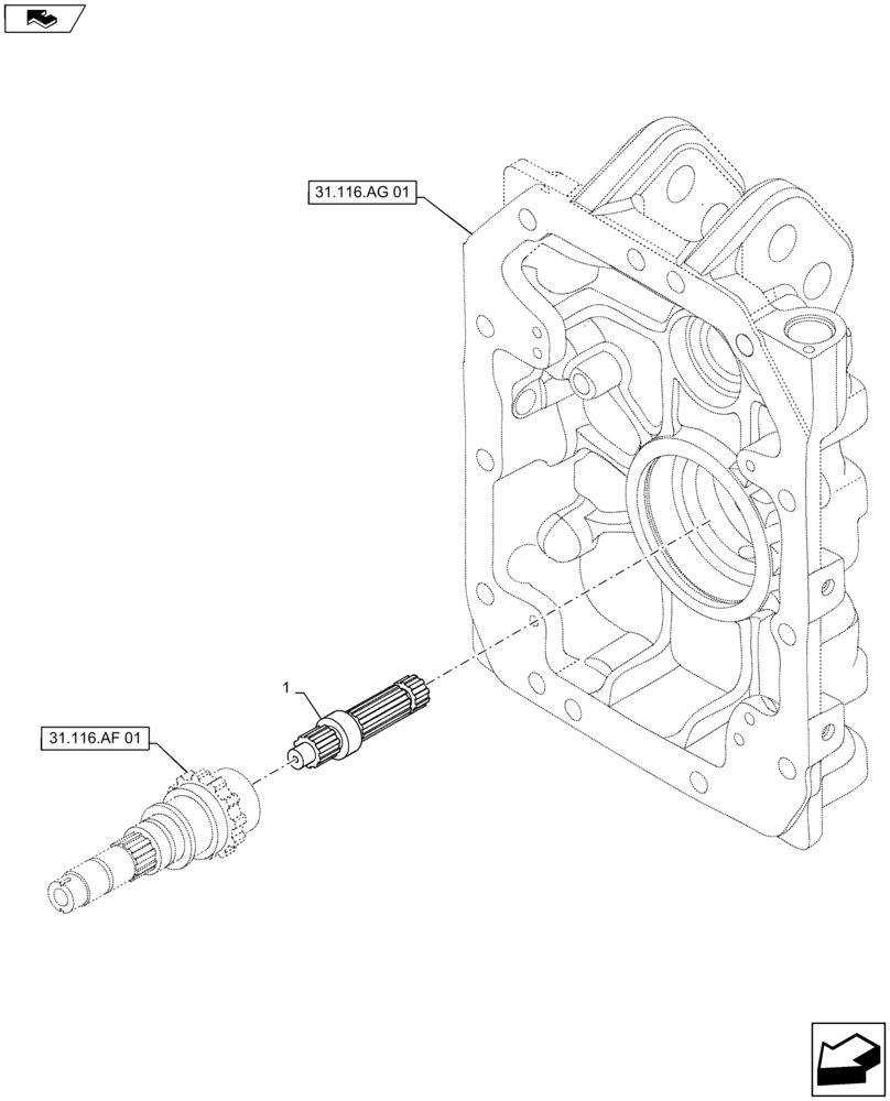 Схема запчастей Case IH MAXXUM 115 - (31.116.AF[02]) - VAR - 330809 - ADDITIONAL 21 SPLINE STUB SHAFT - OUTPUT SHAFT (31) - IMPLEMENT POWER TAKE OFF