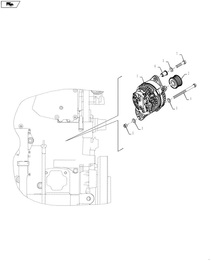 Схема запчастей Case IH STEIGER 450 - (55.301.AA[02]) - ALTERNATOR, 200A - STEIGER 400 - 500 (55) - ELECTRICAL SYSTEMS