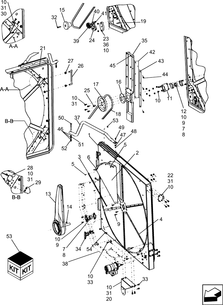 Схема запчастей Case IH 6130 - (88.100.AA[04]) - DOOR ASSEMBLY, STATIONARY AIR SCREEN (88) - ACCESSORIES