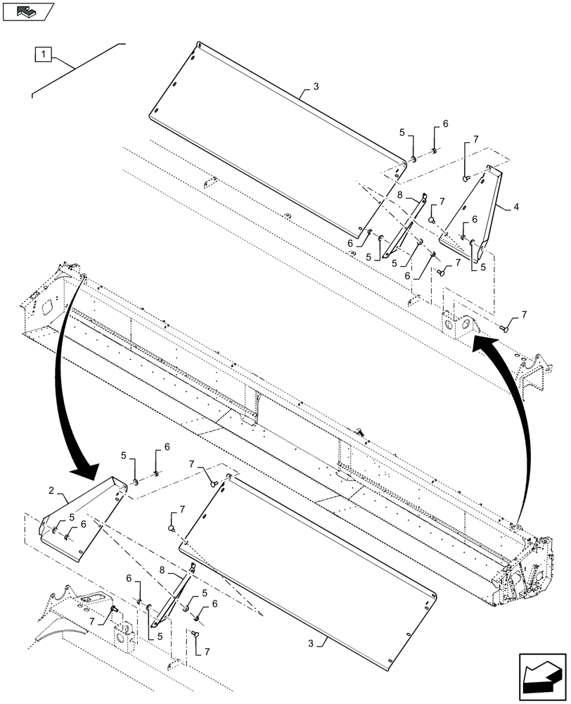 Схема запчастей Case IH 3050-16FT - (88.058.040) - DIA KIT : BACKSHEET EXTENSION KIT - C992 (88) - ACCESSORIES