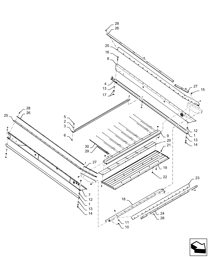 Схема запчастей Case IH 6140 - (74.114.AZ[01]) - FRAME, SIEVE, UPPER (74) - CLEANING