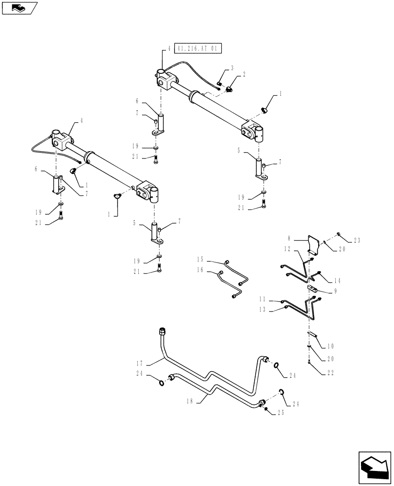 Схема запчастей Case IH STEIGER 350 - (41.200.AA[02]) - STEERING ASSY - HYDR LINES (41) - STEERING