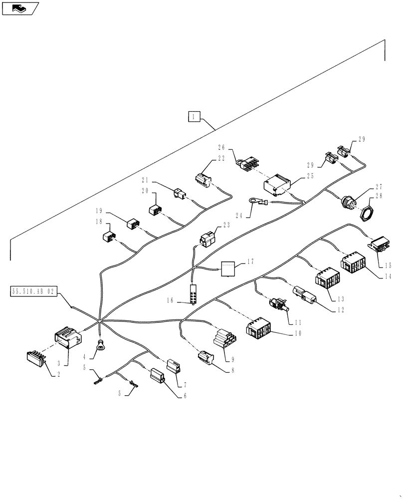 Схема запчастей Case IH STEIGER 450 - (55.510.AB[03]) - HARNESS - MAIN CAB - NORTH AMERICA (55) - ELECTRICAL SYSTEMS
