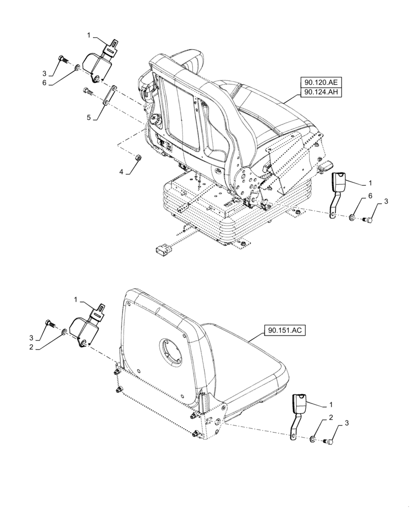 Схема запчастей Case IH 9240 - (90.151.AD) - VAR - 425186, 425187, 425188, 425376 - SEAT BELT, INSTRUCTOR/OPERATOR (90) - PLATFORM, CAB, BODYWORK AND DECALS