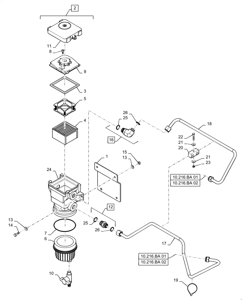 Схема запчастей Case IH 7230 - (10.206.AF) - FUEL FILTER/WATER SEPARATOR (10) - ENGINE