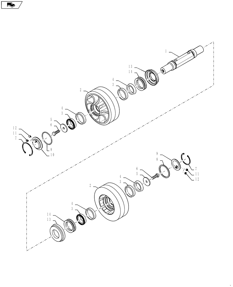 Схема запчастей Case IH STEIGER 500 - (48.120.AT[01]) - TRACK ASSY - ROLLER ASSY & SHAFT - 16" THRU 24" NARROW WHEEL (48) - TRACKS & TRACK SUSPENSION