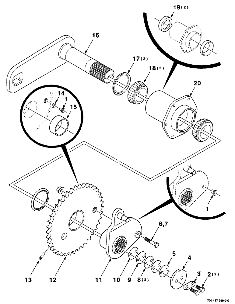 Схема запчастей Case IH 8585 - (2-24) - SHAFT AND SPROCKET ASSEMBLY Driveline