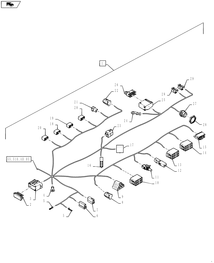 Схема запчастей Case IH STEIGER 500 - (55.510.AB[06]) - HARNESS - MAIN CAB - EUROPE (55) - ELECTRICAL SYSTEMS