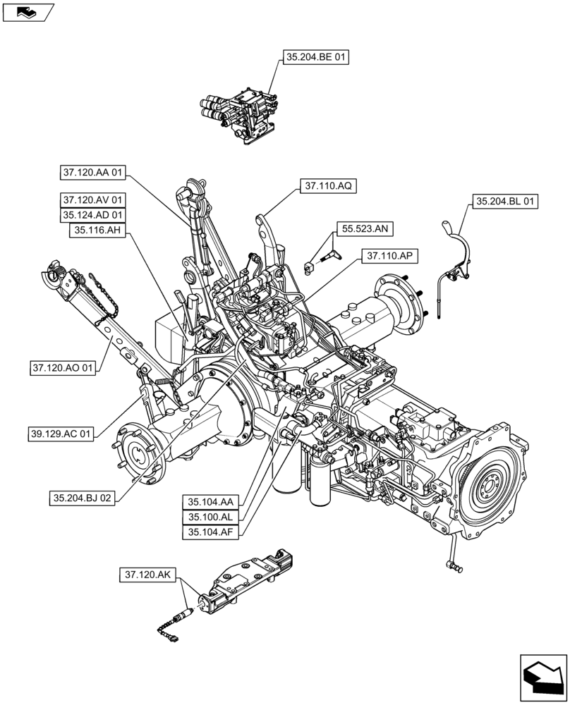 Схема запчастей Case IH MAXXUM 140 - (00.000.35) - PICTORIAL INDEX - HYDRAULIC SYSTEMS (00) - GENERAL & PICTORIAL INDEX