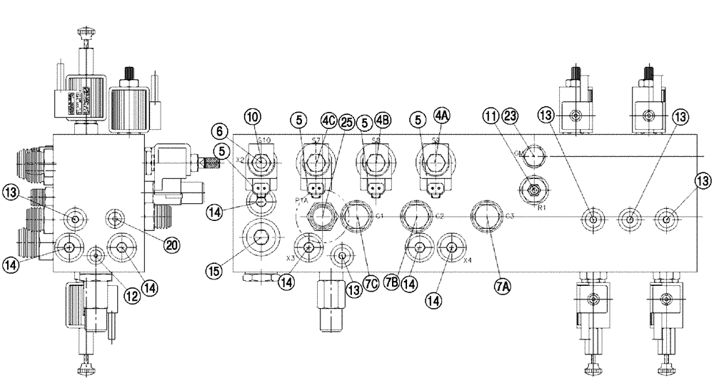 Схема запчастей Case IH FLX810 - (07-013[01]) - VALVE BLOCK, DOUBLE BIN, W/AUGER Hydraulic Components