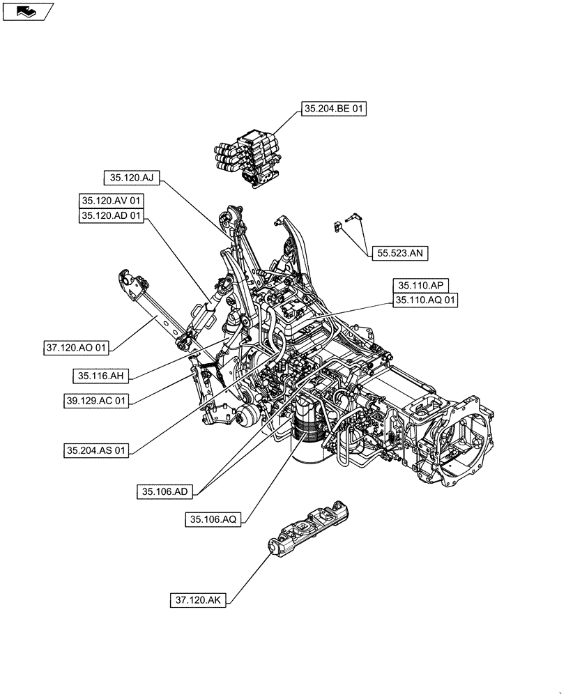 Схема запчастей Case IH MAXXUM 115 - (35.000.00) - SECTION INDEX - HYDRAULIC SYSTEMS (35) - HYDRAULIC SYSTEMS