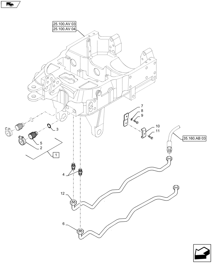 Схема запчастей Case IH MAXXUM 115 - (35.160.AB[02]) - VAR - 331814 - 2 FRONT COUPLERS FOR INTEGRATED FRONT HPL FROM MID MOUNT VALVES - PIPES (35) - HYDRAULIC SYSTEMS