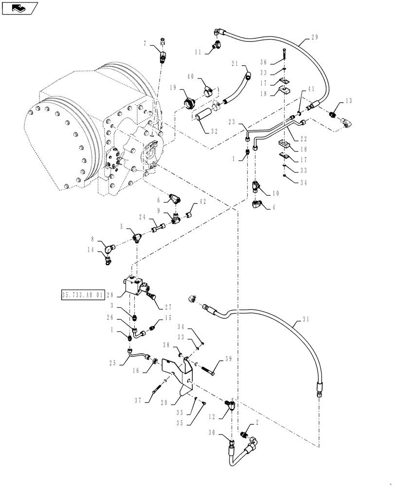 Схема запчастей Case IH STEIGER 450 - (35.733.AA[09]) - REAR AXLE LUBRICATION - 315 / 425 AXLE SERIES - HOMOLOGATION (35) - HYDRAULIC SYSTEMS