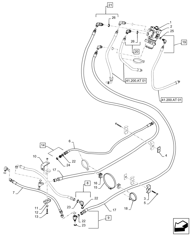 Схема запчастей Case IH MAGNUM 340 - (41.200.AT[03]) - STEERING SYSTEM, CL 4.5 AXLE, STANDARD (41) - STEERING