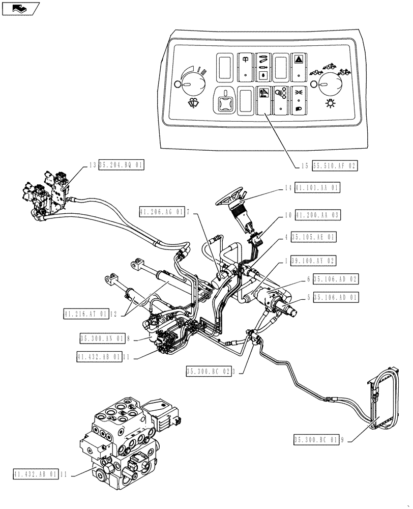 Схема запчастей Case IH STEIGER 350 - (41.000.00) - PICTORIAL INDEX - STEERING (41) - STEERING