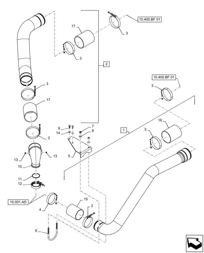 Схема запчастей Case IH 7230 - (10.310.AE[01]) - TUBE, INTERCOOLER 7230 ONLY (10) - ENGINE