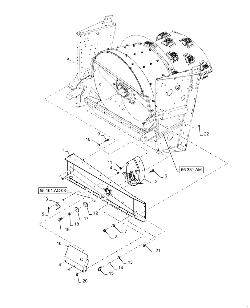 Схема запчастей Case IH 7130 - (66.331.AL[02]) - SUPPORT, ROTOR, FRONT- VAR 722808, 722885, 722886 (66) - THRESHING