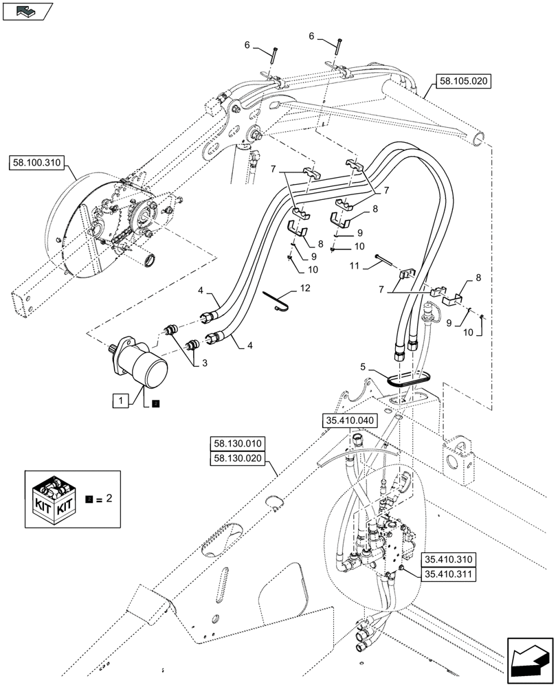 Схема запчастей Case IH 3050-16FT - (35.518.010) - HYDRAULICS FOR REEL DRIVE (35) - HYDRAULIC SYSTEMS