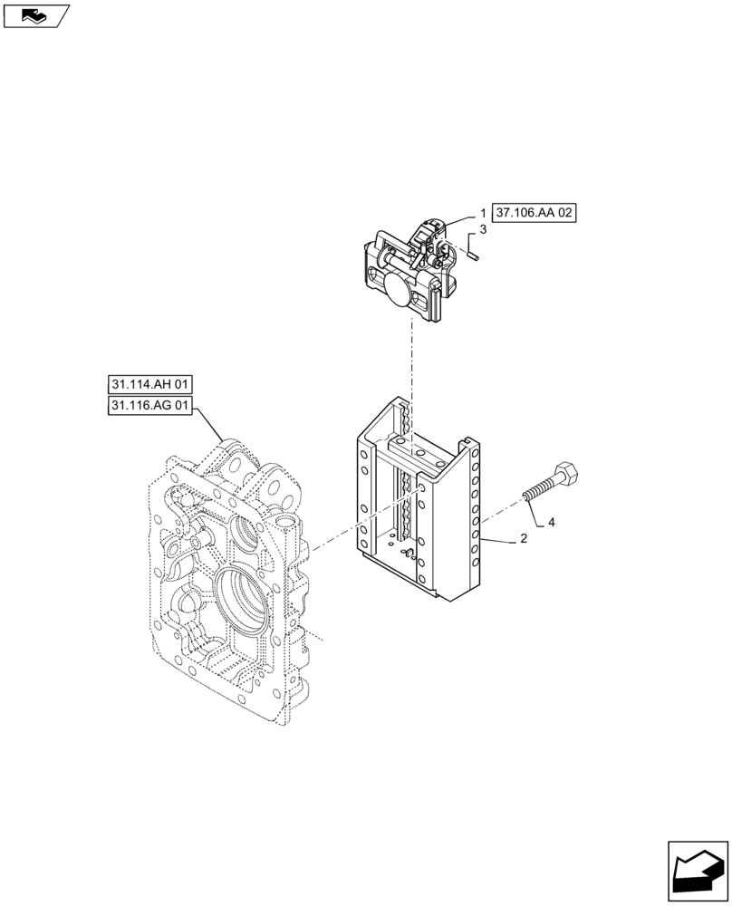 Схема запчастей Case IH MAXXUM 115 - (37.106.AA[01]) - VAR - 330938, 330939 - SLIDER TOW HOOK WITH AUTO SWIVEL COUPLING - GERMANY (37) - HITCHES, DRAWBARS & IMPLEMENT COUPLINGS