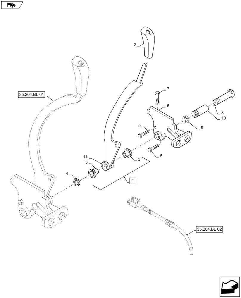 Схема запчастей Case IH MAXXUM 120 - (35.204.BL[03]) - VAR - 331844, 333844, 335844, 743741 - 3 MECHANICAL REAR REMOTE CONTROL VALVE - FRAME AND CONTROL LEVERS (35) - HYDRAULIC SYSTEMS