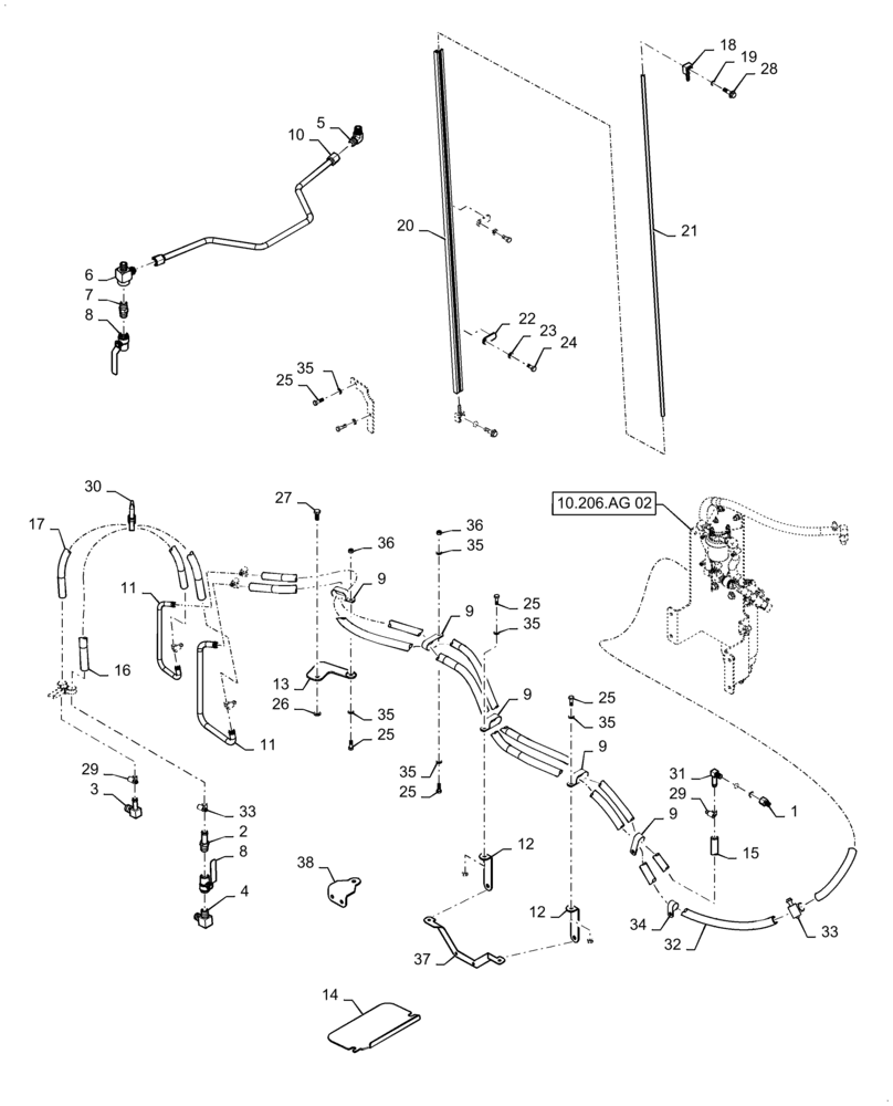 Схема запчастей Case IH STEIGER 500 - (10.216.BA[02]) - FUEL LINES - STEIGER 400 - 500 (10) - ENGINE