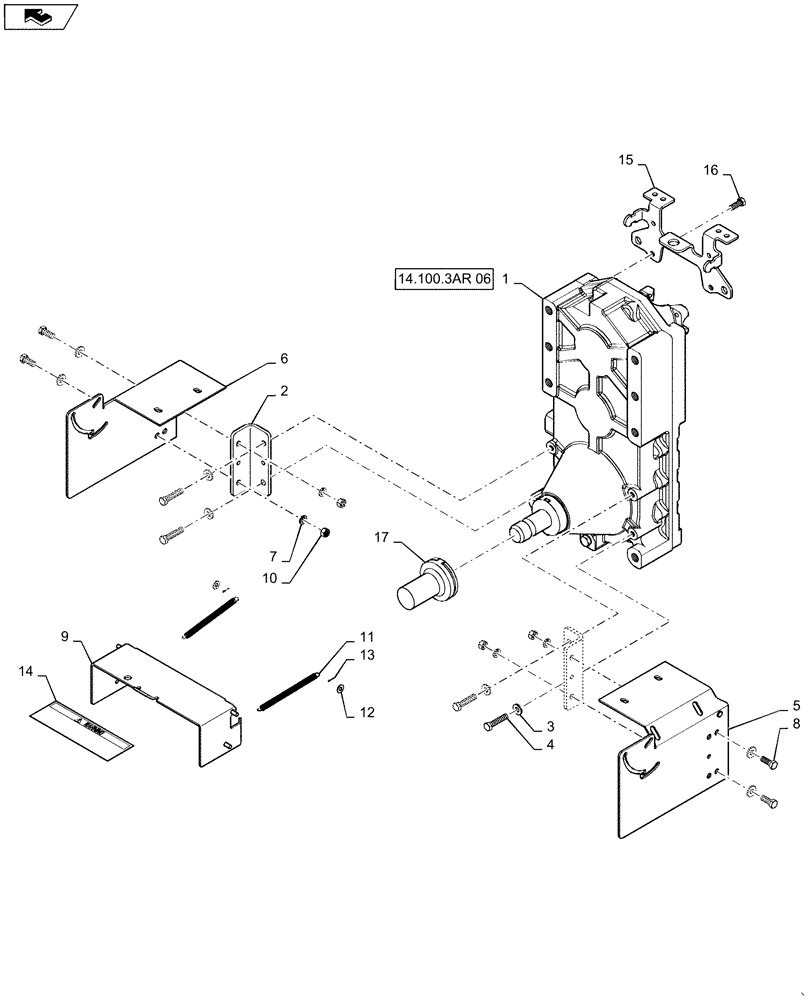 Схема запчастей Case IH STEIGER 350 - (14.100.AR[01]) - PTO - TRANSFER CASE MOUNTING (14) - MAIN GEARBOX & DRIVE