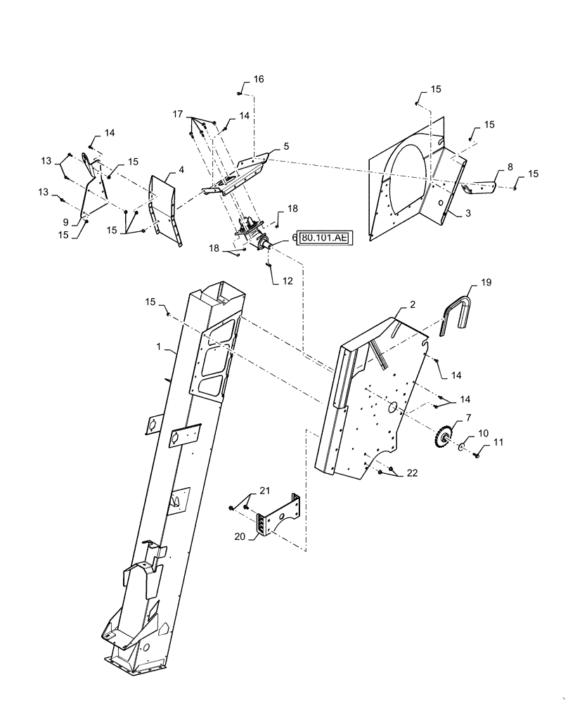 Схема запчастей Case IH 6130 - (80.101.AR[03]) - VAR 722630 - GRAIN ELEVATOR HOUSING (80) - CROP STORAGE/UNLOADING