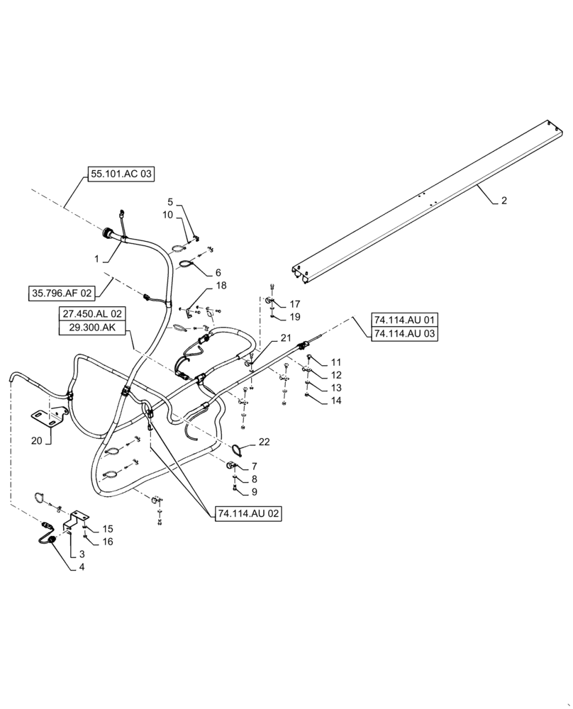 Схема запчастей Case IH 9230 - (55.101.AC[09]) - WIRE HARNESS, LOWER, REAR (55) - ELECTRICAL SYSTEMS