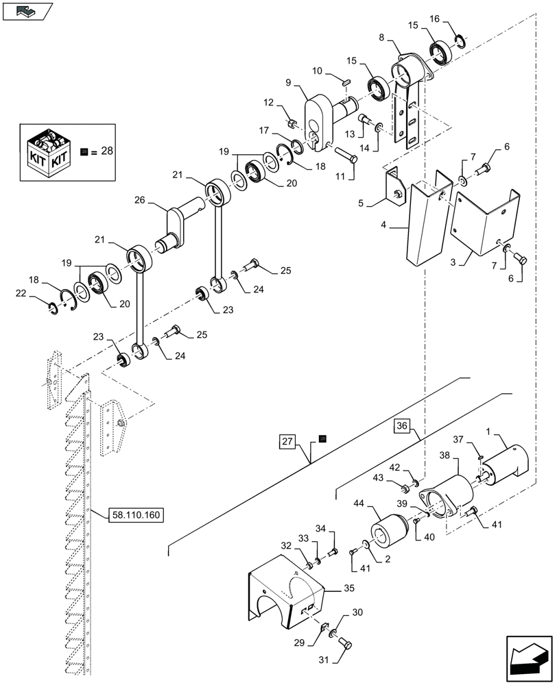 Схема запчастей Case IH 3050-30FT - (58.110.170) - VERTICAL KNIFE, LH, DRIVE (58) - ATTACHMENTS/HEADERS